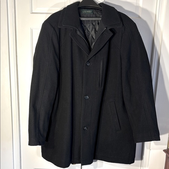 Ralph Lauren Black Pea Coat Classic Wool Blend - Picture 1 of 12